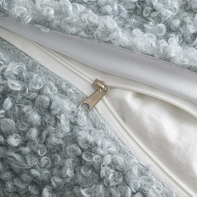 MIULEE Pack of 2 Throw Pillow Covers 20x20 Inch Light Blue Faux Fur Decorative Sherpa Pillow Covers Fuzzy Accent Soft Sheepskin Fleece Cushion Cases for Boho Home Decor Couch Living Room Bed