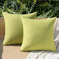 MIULEE Pack of 2 Decorative Outdoor Solid Waterproof Throw Pillow Covers Spring Euro Sham Faux Linen Garden Farmhouse Cushion Cases for Patio Tent Balcony Couch Sofa 24x24 Inch Moss Green