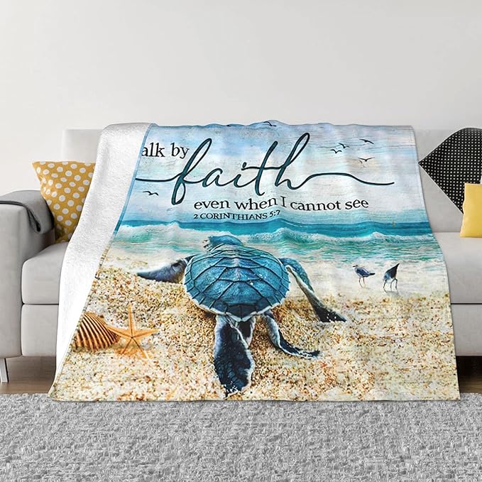 Jinflower Sea Turtle Throw Blanket - Super Warm Soft Cozy Plush Fleece Flannel Blanket for Kids & Adults - 50"x60"
