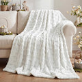Horaldaily Easter Solid Blanket Throw, White Rabbits Soft Fuzzy Plush Faux Fur Cozy Blankets for Couch Sofa Bed Lounging, Ideal Gifts for Kids Adults Wife Self, 60x80