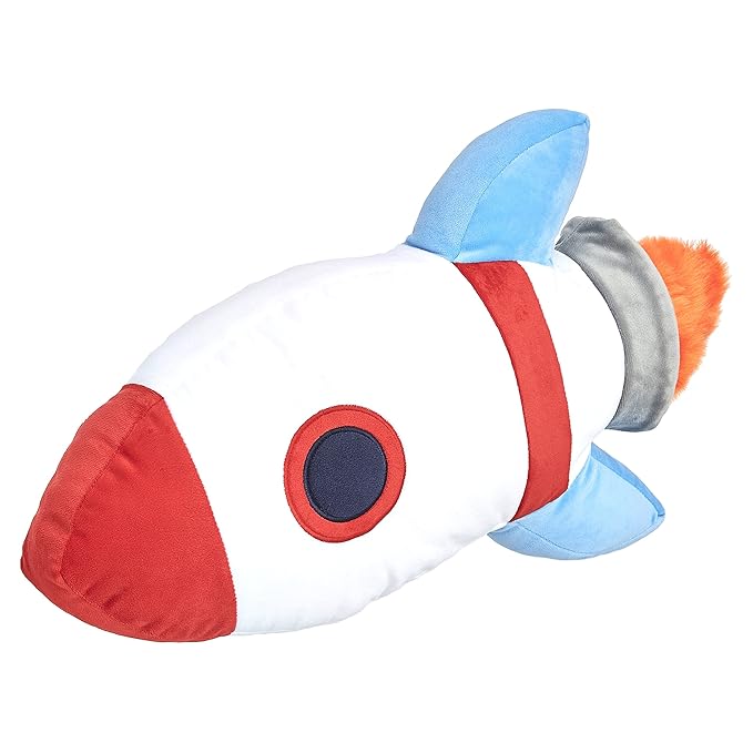 Amazon Basics Kids Space Rockets Decorative Pillow, Ultra-Soft Bedroom Décor, Spaceship Theme, 16.5" x 4", Polyester