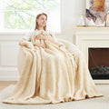 Cozy Bliss Luxury Sherpa Throw Blanket for Couch, Premium Reversible Plush Thick Throw, Warm Cozy Soft Blanket for Home and Gifts (Mottled Beige, 60" x 80")