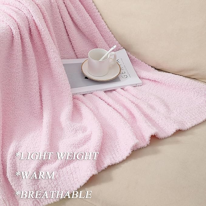 bearberry Super Soft Fluffy Throw Blanket Lightweight Cozy Warm Throw Blankets for Couch Bed Sofa All Season (Pink, 50”x60”)