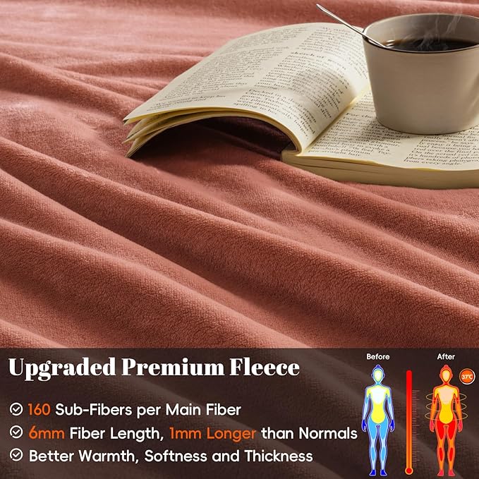 PHF Ultra Soft Fleece Blanket Twin Size, No Shed No Pilling Luxury Plush Cozy 300GSM Lightweight Blanket for Bed, Couch, Chair, Sofa, Perfect Decorations Gifts, 66" x 90", Tomato Red