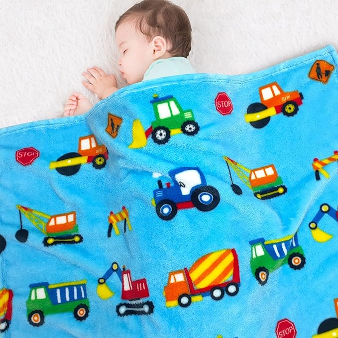 Lukeight Construction Toddler Blanket Gifts for Boys and Girls, Plush and Thick Boys Truck Blanket Birthday Gifts for Toddler and Baby (Construction, 30x40 Inches)