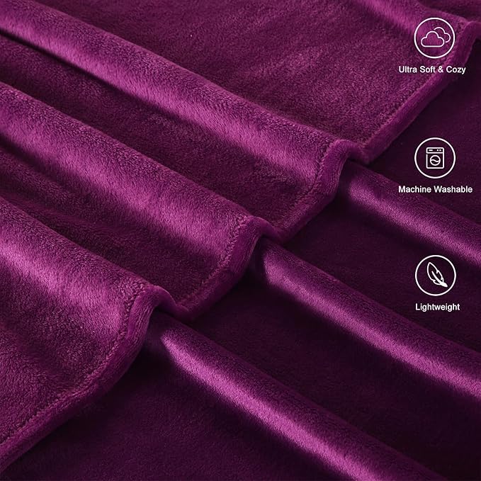 TASTHROW Purple Throw Blanket 50x60 Inches, Soft Plush Cozy Fleece Flannel Throw Blanket, Lightweight Warm Throws for Bed, Couch, Bedroom and Living Room, All Seasons