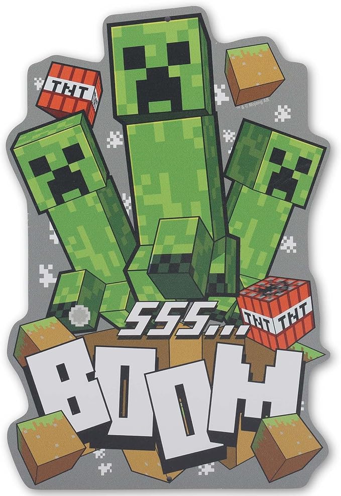 Open Road Brands Minecraft Boom Creepers Metal Sign - Fun Minecraft Wall Art for Game Room, Man Cave or Bedroom