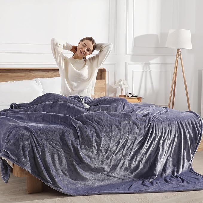 Heated Blanket Full Electric Blanket 72X84in - Fast Heating Blanket for Adults Ultra Soft Flannel Blankets with 5 Heat Levels & 10 Hrs Timer, Machine Washable, Bed Warm Blanket for Winter, Purple