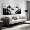 Forest Pictures Wall Art for Living Room Large Size - Mountain Landscape Art Wall Decor for Bedroom - Black and White Canvas Wall Art Size 29" x 59"
