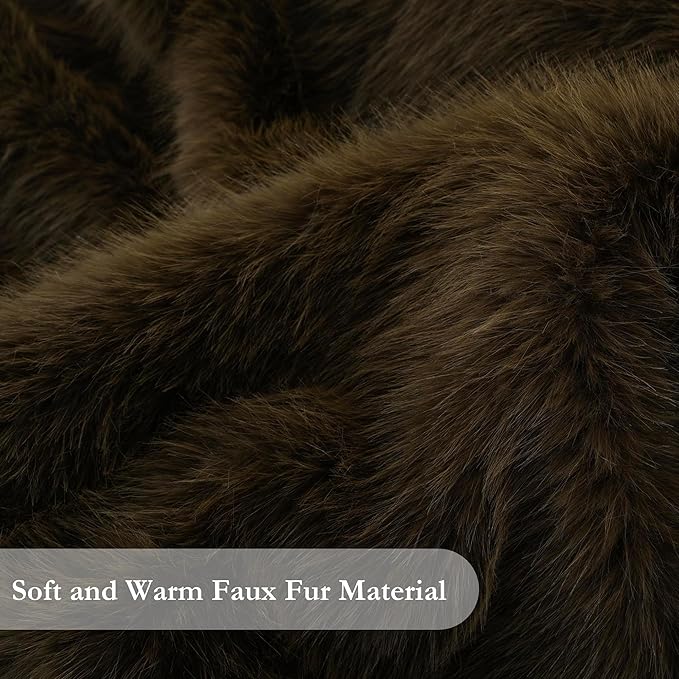 BATTILO HOME Luxury Fluffy Olive Green Faux Fur Throw Blanket, Cozy Warm Fur Blanket for Couch, Sofa, Chair, Bed, Plush Fuzzy Fur Throws with Long Pile, 60"x80"