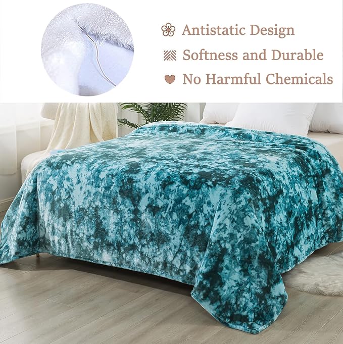 HOZY Fuzzy Throw Blanket Travel Size - Teal, Soft and Comfy, Plush and Furry Faux Fur, Reversible Throw Blankets for Sofa and Bed, 50x60 Inches,Teal