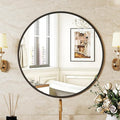 Sweetcrispy 20-inch Black Round Wall Mirror, Circle Bathroom Mirrors with Metal Frame, Wall-Mounted Mirrors for Living Room, Bathroom, Entryway