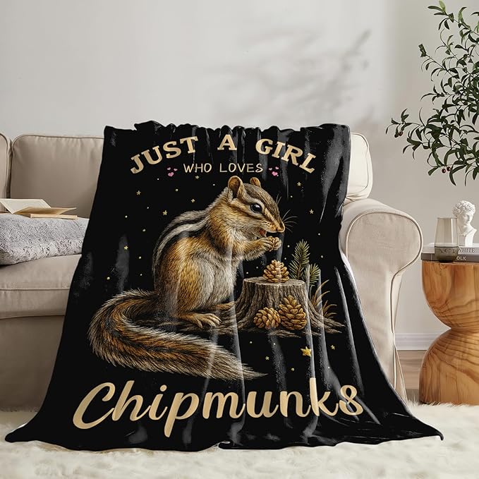Chipmunk Blanket for Girls Women Boys Men Adults Kids Soft Cozy Fleece Tamias Squirrel Throw Blankets Gifts Warm Flannel Plush Lightweight Decor for Couch Bed Sofa 60"X50"