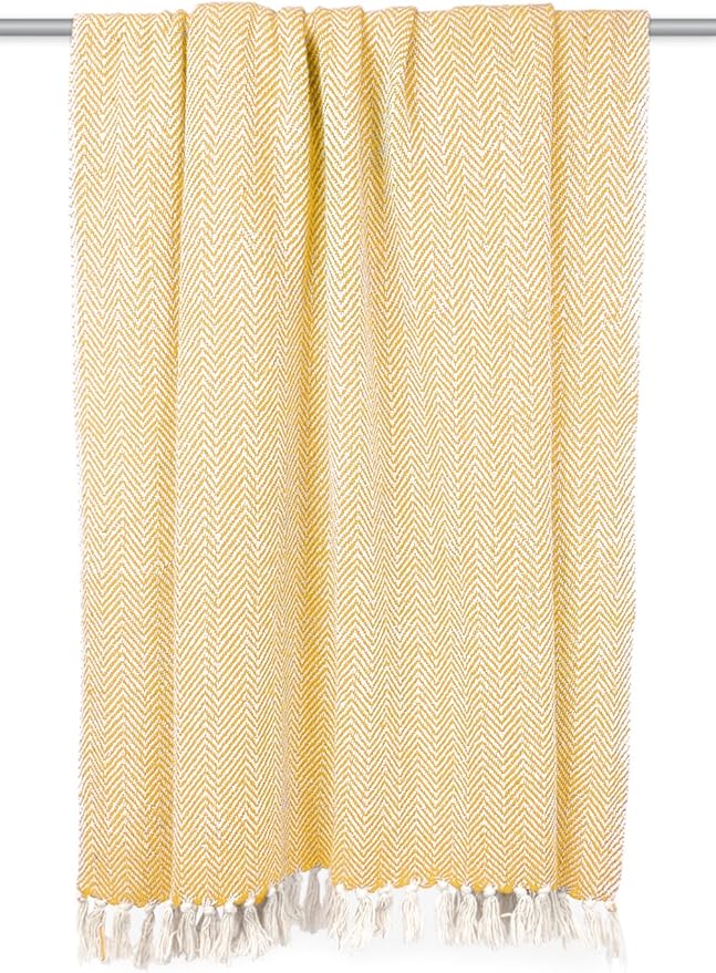 DII Chevron Throw Collection Handloomed Cotton, 50x60, Marigold