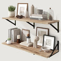 Marsmiles Deep Floating Shelves for Wall - 36 Inch Wide x 12 Inch Deep Wall Shelves Set of 2 - Rustic Wood Floating Shelves for Living Room Bedroom Bathroom