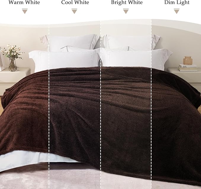 Exclusivo Mezcla Fleece King Size Bed Blanket, Ultra Soft, Lightweight and Fuzzy Coffee Blanket for Women, Home Decor, 90x104 Inches