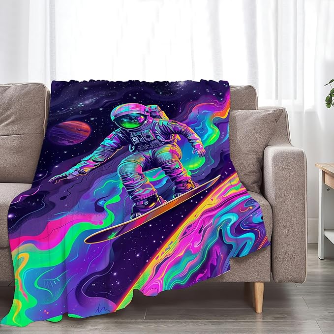 Astronaut Blanket Spaceman Throw Blanket Astronaut Gifts and Decor Fantasy Astronaut Blanket for Boys Girls Women Men Kids Adults Soft Warm Cozy Fleece Blanket for Couch Sofa Bed 80"x60"