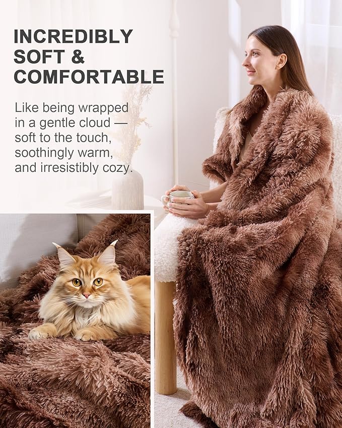 Super Soft Fluffy Faux Fur Sherpa Fleece Blankets Queen Size for Bed, Bedroom Decor Winter Big Blankets Thick Warm, Fuzzy Plush Heavy Bedding Cozy Gifts for Women Men Mom Dad, 90" x 90"