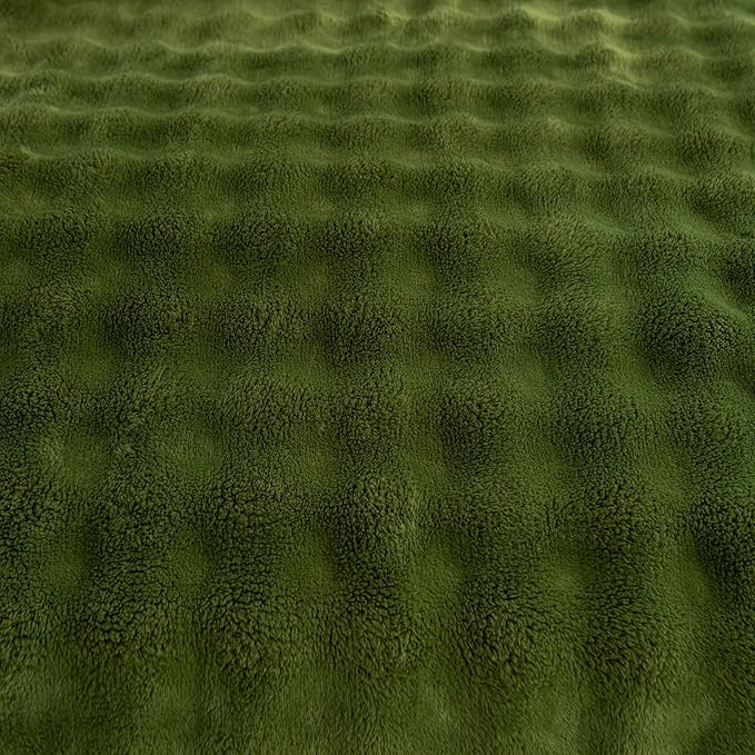 YUSOKI Luxury 3D Bubble Light Weighted Throw Blanket 1.8lb,All Ages,Home Decoration, (Olive Green,50 * 60inches)