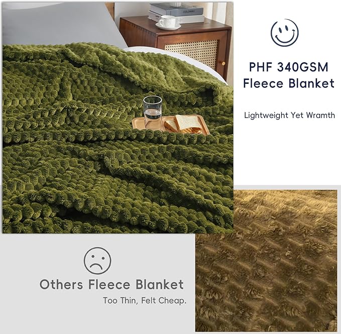 PHF P Flannel Fleece Blanket T Olive Green US