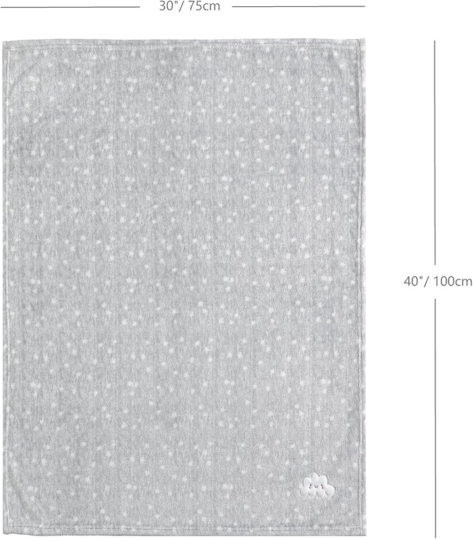 CREVENT 2Pcs 30''X40'' Cute Cozy Fluffy Warm Baby Blankets for Infants Toddlers' Bedding Crib Cot Stroller - Grey Cloud + Minky Space