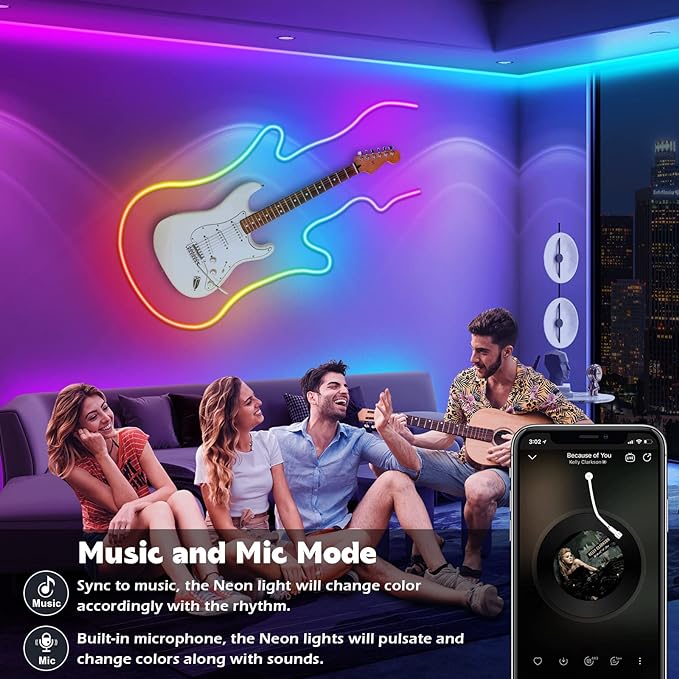 32.8Ft Neon Rope Lights,Flexible Led Rope Lights Control with App/Remote,Multiple Modes RopeLights,IP65 Outdoor RGB Led Neon Lights NonWater Resistant,Music Sync Gaming Led NeonLight Strip