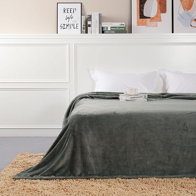 NANPIPER Fleece Blankets, Super Soft Flannel Fuzzy Blanket for Bed Couch, Luxury Cozy Plush Microfiber Blanket-Twin Size,Grey