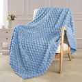 Exclusivo Mezcla Fleece Throw Blanket for Couch, Extra Large Fuzzy Stone Blue Bed Blankets, Soft Cozy Plush Sofa Throws for All Seasons, 50x70 Inches