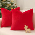 Pallene Faux Fur Plush Christmas Throw Pillow Covers 16x16 Set of 2, Soft Fluffy Couch Pillow Covers for Living Room, Red