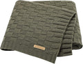 LAWKUL Baby Blankets Cable Babe Blanket Checkered Soft Cuddle Newborn Infants Receiving Swaddle Boys Girls Dark Green 40"x30"