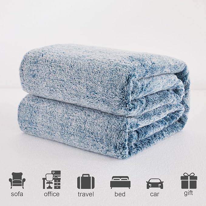 Exclusivo Mezcla Plush Fuzzy Fleece Bed Blanket King Size, Super Soft, Fluffy and Warm Blankets for Couch, Bed, All Season (Mixed Teal, 90x104 inches)