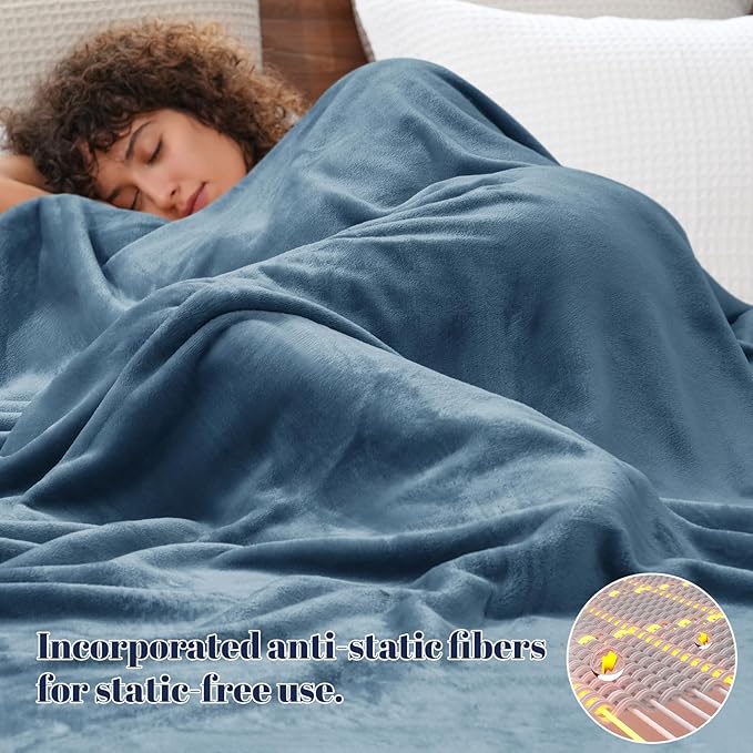 PHF Ultra Soft Fleece Blanket King Size, No Shed No Pilling Luxury Plush Cozy 300GSM Lightweight Blanket for Bed, Couch, Chair, Sofa Suitable for All Season, 108" x 90", Captain's Blue