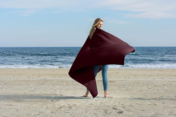 MV Sport Lightweight Sweatshirt Blanket Throw – Warm & Cozy, Breathable Oversized Fleece Knit, Couch, Bed, Travel, Cold Nights, and Outdoors – Soft Light Weight Blanket 54" x 84" Maroon