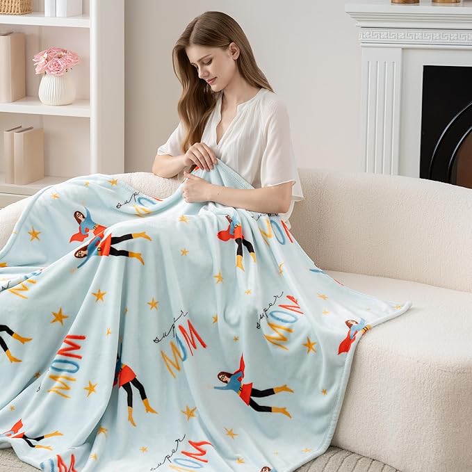 Berkshire Velvetloft® Plush Throw Blanket – Ultra Soft & Cozy Gift for Mom, Women & Loved Ones, Perfect for Mother’s Day, Valentine’s, Birthday, and Everyday Use, Super Mom Ice, 50'' × 60''