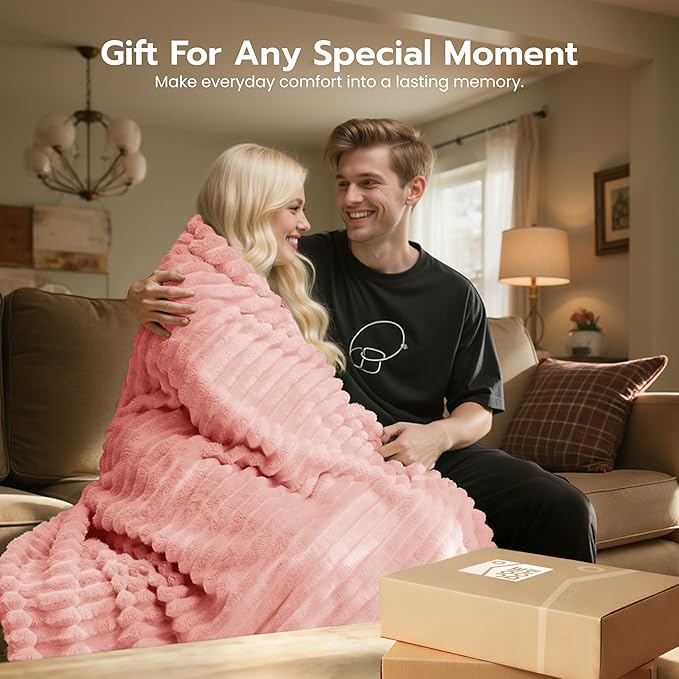 Joiedomi Twin Blanket for Bed, Soft & Warm Pink Fleece Blankets Gifts for Women Mom Girls, Cozy Cute Soft Throw 60x80 Inches