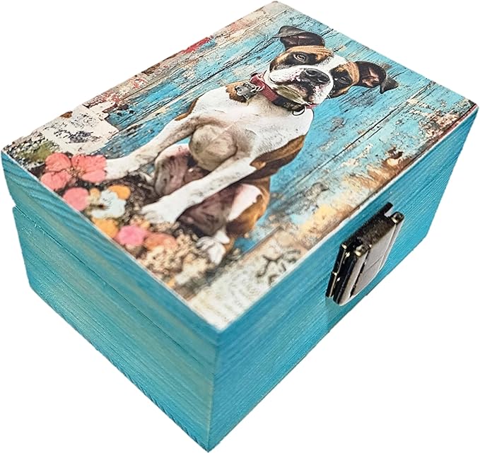 RK Collections Boxer Dog Trinket Box | Small Jewelry Keepsake Box | Pet And Paw Lovers Gift Idea (4 x2.75)