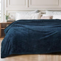 Exclusivo Mezcla Fleece Bed Blankets Queen Size, Ultra Soft, Lightweight and Fuzzy Navy Blue Blanket for Women, Home Decor, 90x90 Inches