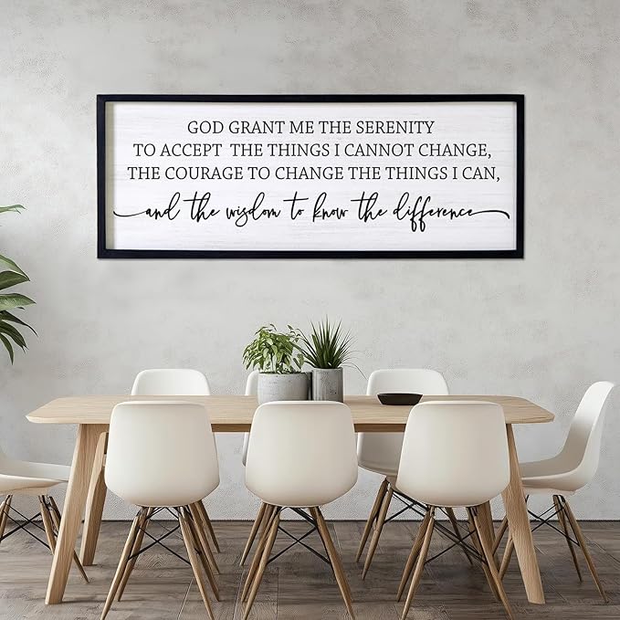 Serenity Prayer Rustic Bible Verse Framed Wall Art, 40''×15'' Positive Religious Christian Saying Sign for God Jesus Christ Prayer, Vintage Horizontal Holy Inspirational Catholic Scripture Decor