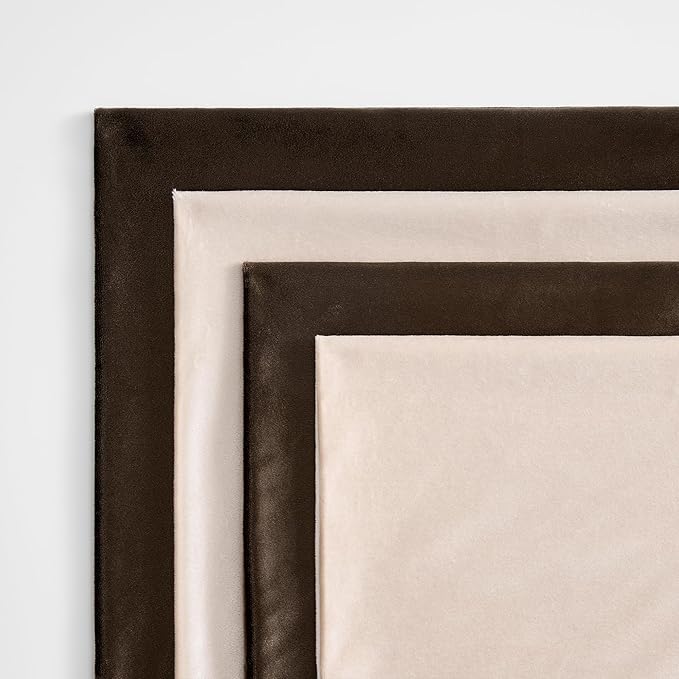 GIGIZAZA Pillow Covers 20x20 Set of 4,Brown Champagne Velvet Soft Pillow Covers Decorative Square Modern Pillows Cushion Cases for Living Room