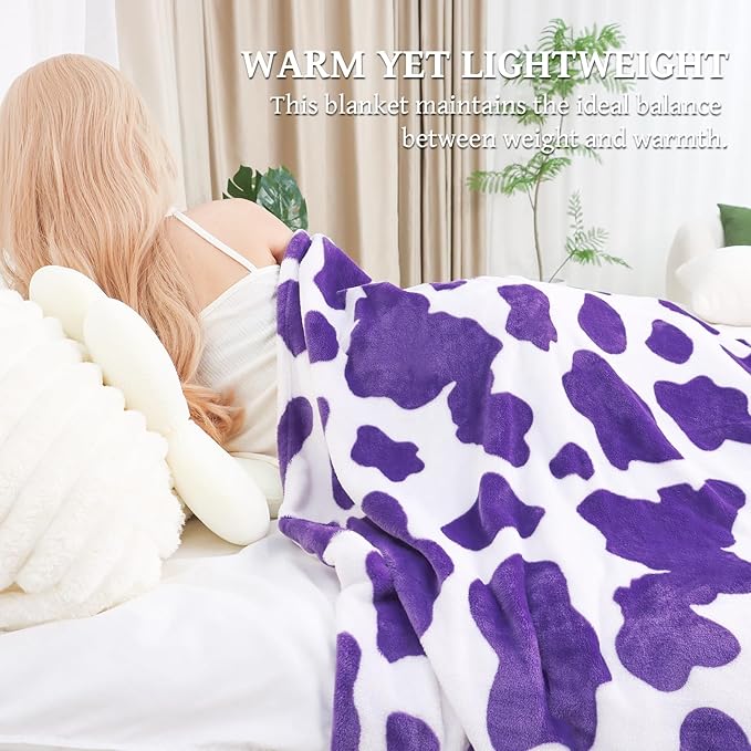 SEEGU Twin Size Blankets for Bed & Couch - Large Lightweight Purple Fleece Throws for Women, Warm Plush Cozy Bedding for Bedroom Decor 60"x 80"