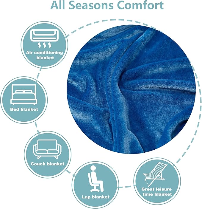 NANPIPER Fleece Blankets, Super Soft Flannel Queen Size Blanket for Bed, Luxury Cozy Microfiber Plush Fuzzy Blanket,Turquoise Blue
