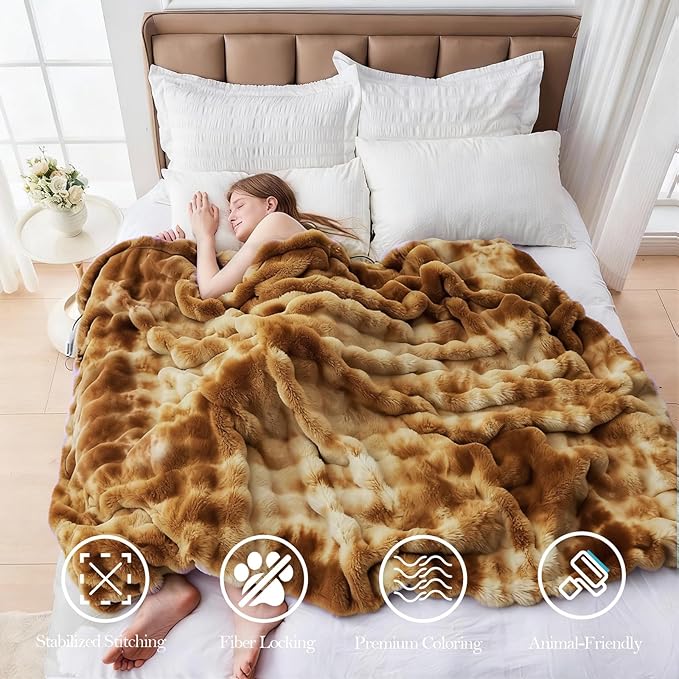Faux Fur Throw Blanket for Couch, 1000 GSM Cozy Fuzzy Fluffy Soft Plush Thick Bubble Sherpa Blanket for Sofa Bedroom Living Room, Mothers Day Birthday Gifts for Women Home Decor