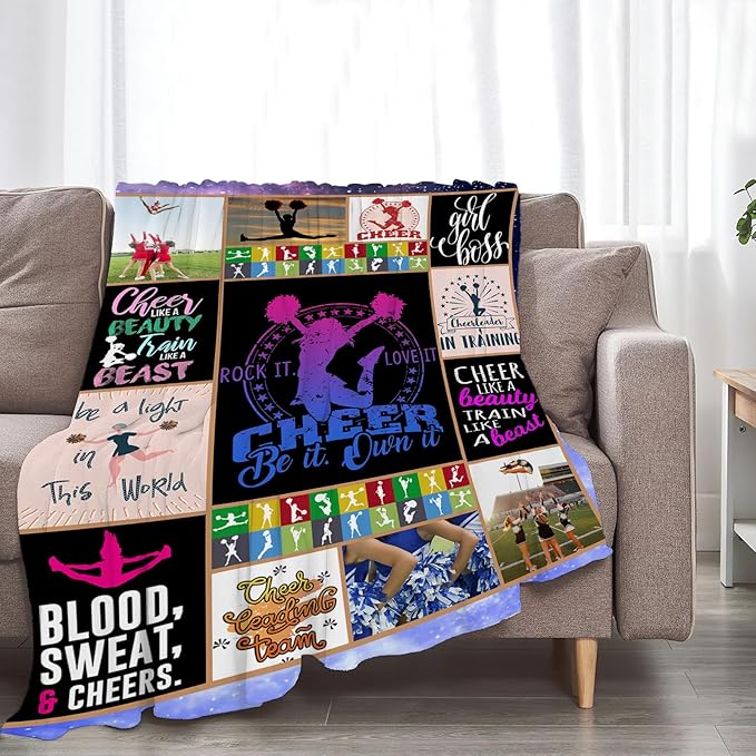 Cheerleader Blanket Cheerleader Throw Blanket Cheerleading Decor Stuff Cozy Flannel Fleece Soft Plush Fuzzy Warm Lightweight Bedding Gifts for Women Girls Kids 50"X40"
