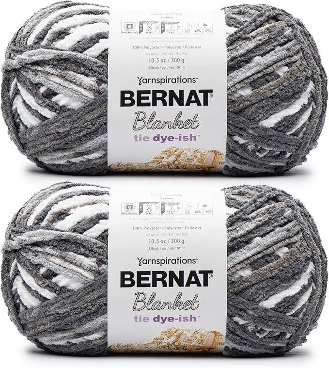 Bernat Blanket Tie Dye-Ish Moonlight Yarn - 2 Pack of 10.5oz/300g - Polyester - #6 Super Bulky - 220 Yards - Knitting & Crochet