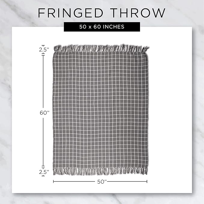 DII Industrial Tonal Textured Woven Throw 50x60, Stone