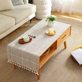 SIELUNO Rustic Farmhouse Rectangle Coffee Table Cover - Cotton Linen Waterproof Cloth With Pockets and Tassel for Living Room Decoration - Large Plaids, 20x64 Inch