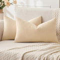 MIULEE Beige Couch Pillow Covers 12x20 Inch, Set of 2 Soft Chenille Decorative Lumbar Throw Pillow Covers Farmhouse for Sofa Living Room Bed