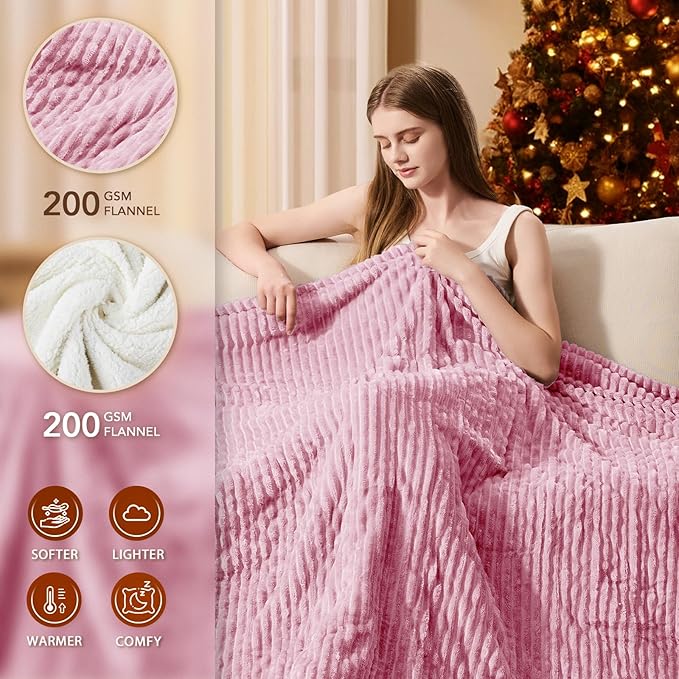 Homemate Electric Heated Blanket Twin Size - 62"x84" Heating Blanket Twin Size 1/2/4/6/8 Hours Auto-Off 10 Heat Level Over-Heat Protection Soft Flannel Sherpa ETL Certification