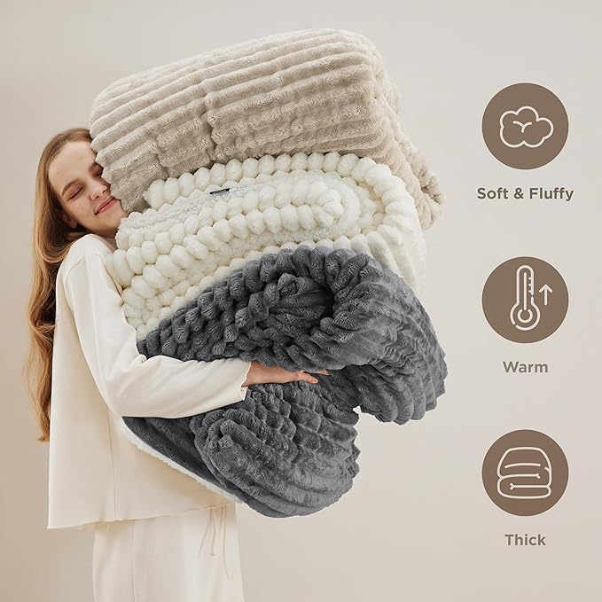 Bedsure Sherpa Throw Blanket for Couch - Super Soft, Cozy Fleece Thick Warm Blanket for Winter, GentleSoft Plush & Fluffy Spring Throw Gift for Women, Room Decor, Sage Green, 50x60 Inches