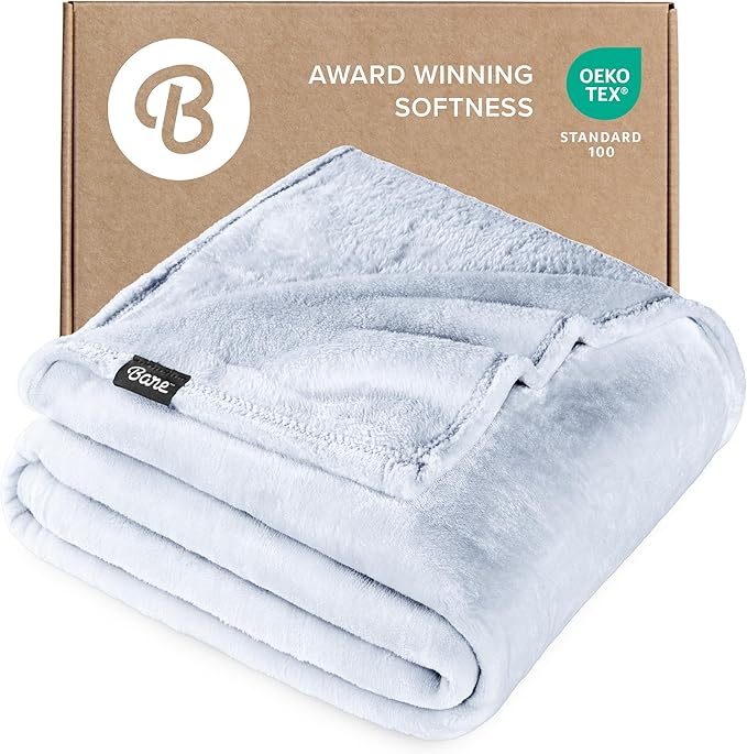 Bare Home Fleece Blanket - Full/Queen - Ultra-Soft Lightweight for Bed, Sofa, and Couch - Luxury Microplush - Cozy Warm Blanket (Full/Queen, Blue Mist)